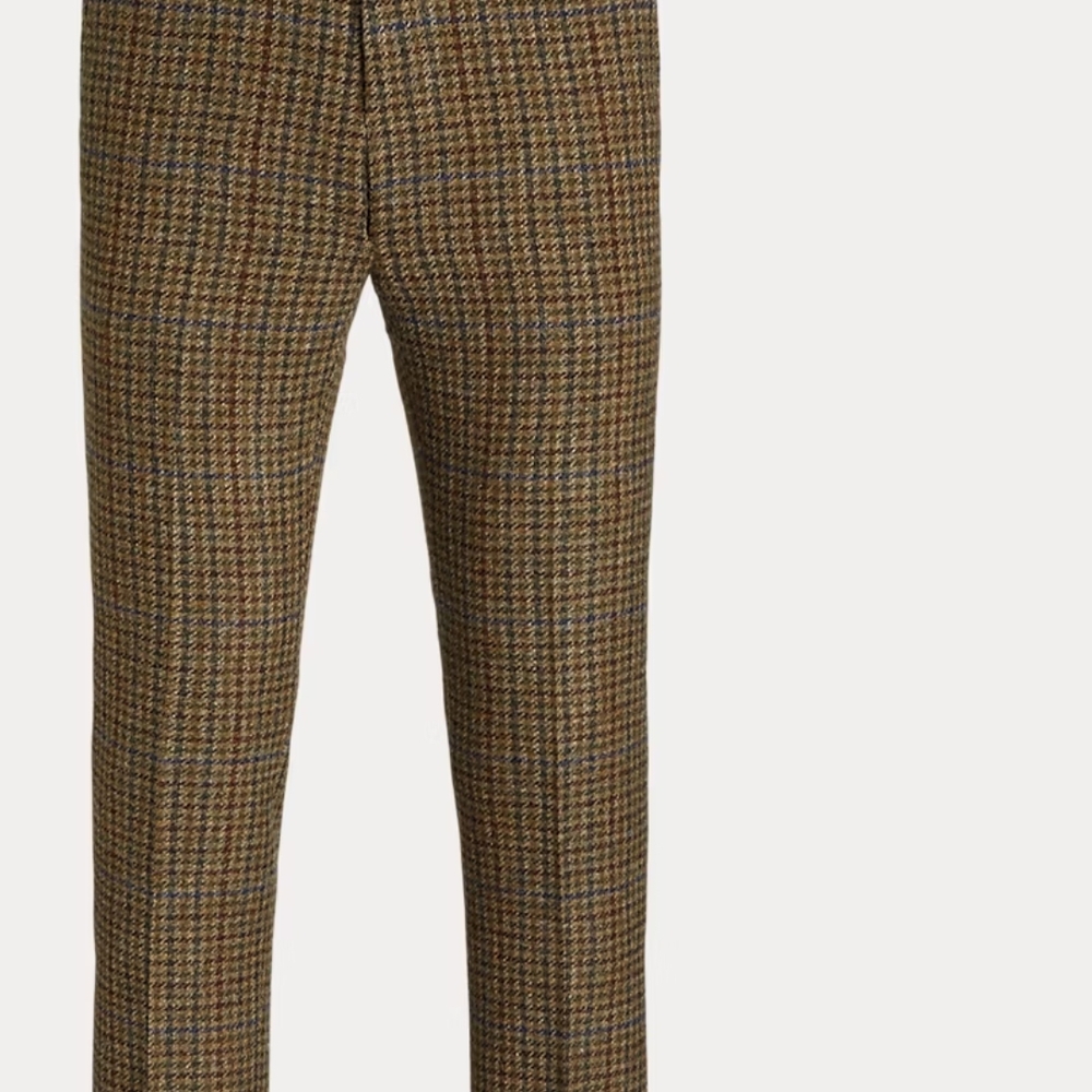 Ralph Lauren Brown Plaid Wool Suit Trousers